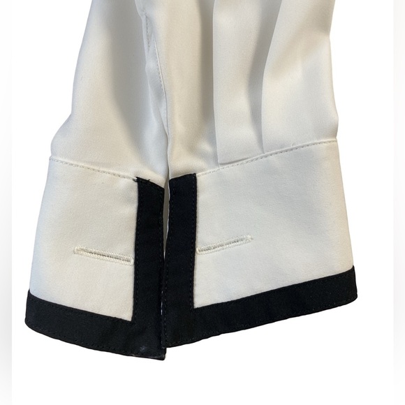 Vintage Elegant White Button Down Shirt With Black Accents Size L/XL Pit 23 - Picture 12 of 12